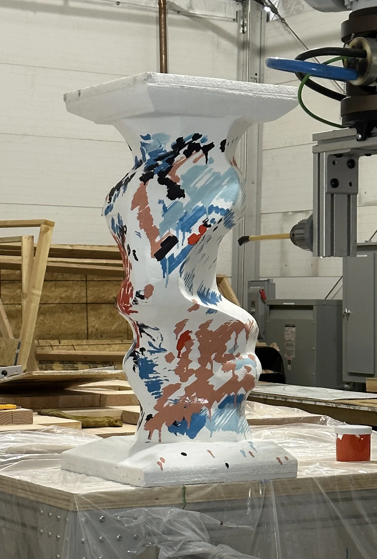 Close-up of a finished painted column